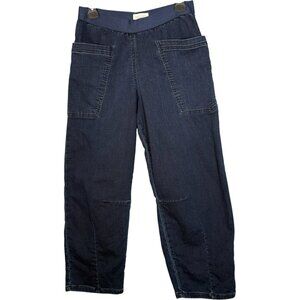 Anthropologie Pilcro Barrel Leg Denim Look Pants Lagenlook Elastic Waistband